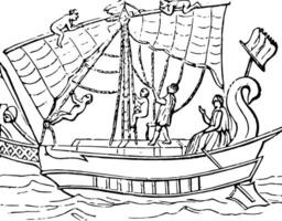 Greek Boat, vintage illustration. vector