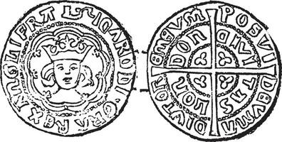 Coin of Richard III, vintage illustration. vector