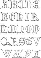 Gothic Uncial Alphabet, vintage illustration. vector