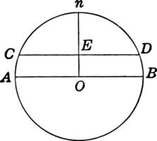 Circle With Diameter and Segment labeled vintage illustration. vector