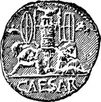 A Coin of Caesar vintage illustration. vector
