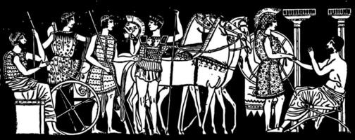 escena desde antiguo Grecia, Clásico ilustración. vector