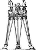 bronce trípode Clásico ilustración. vector