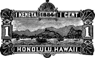 Hawaiian Island Envelope 1 Cent, 1884 vintage illustration vector