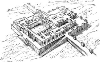 asirio palacio Clásico ilustración. vector