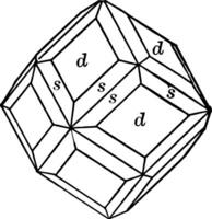 Dodecahedron and hexoctahedron vintage illustration. vector