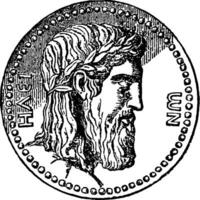 Head of Zeus Coin vintage illustration. vector