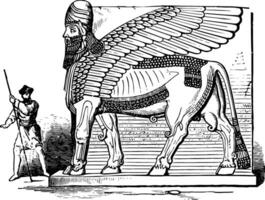 con alas toro desde nimrud Clásico ilustración. vector