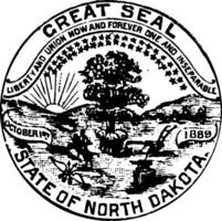 North Dakota Seal vintage illustration vector