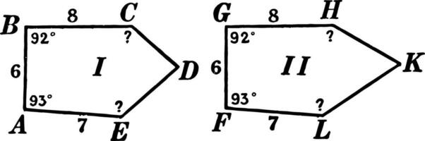 Congruent Pentagons vintage illustration. vector