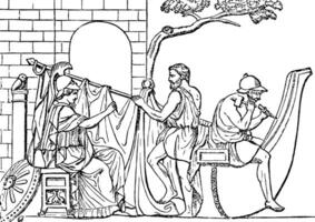 atenea y Argo, Clásico ilustración. vector