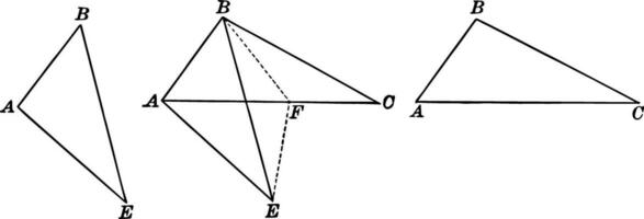 Three Triangles Used to Compare Sides vintage illustration. vector