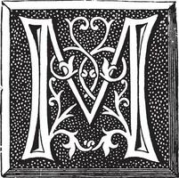 M, Ornate, vintage illustration vector