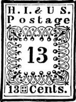 hawaiano isla 13 centavos estampilla, 1851-1852 Clásico ilustración vector