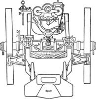 krupp cúpula para dos 28 cm pistolas, Clásico ilustración. vector