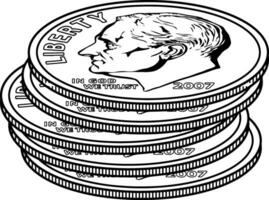 pilas de monedas de diez centavos Clásico ilustración. vector