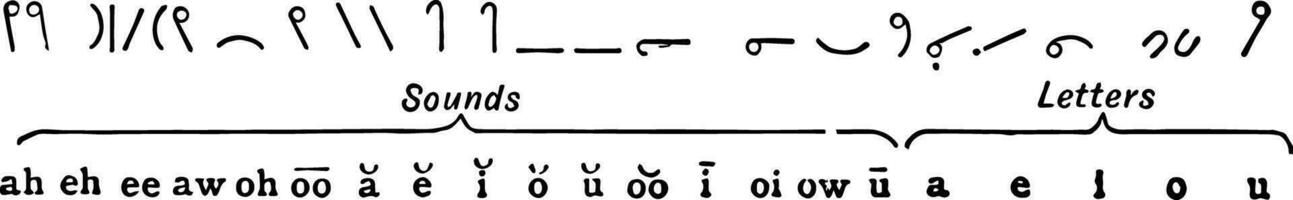 Janes system of shorthand, vintage illustration. vector