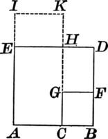 Square Constructed Upon Difference of Lines vintage illustration. vector