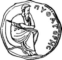 Greek coin vintage illustration. vector