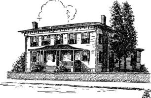 Residence of Jefferson Davis vintage illustration vector