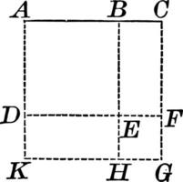 Square Constructed Upon the Sum of Two Straight Lines vintage illustration. vector