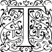 T, Floral vintage illustration. vector