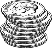 Stacks of Dimes vintage illustration. vector