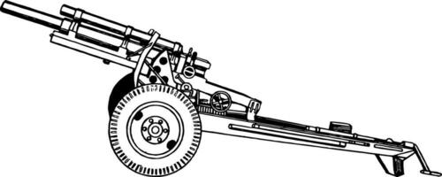 105 mm Howitzer M2A1, vintage illustration. vector