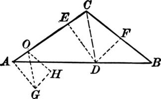 Triangle With Segments vintage illustration. vector