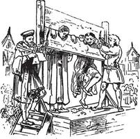 Pillory, vintage illustration. vector