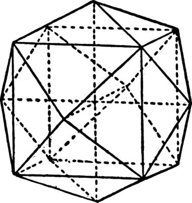 Tetrahexahedron vintage illustration.