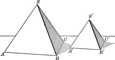 Similar Tetrahedrons vintage illustration. vector