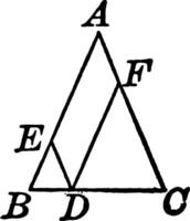 Isosceles Triangle With Parallelogram inside vintage illustration. vector