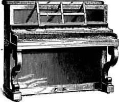 Upright Piano, vintage illustration. vector