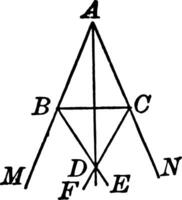 Triangle With Bisectors of Vertical Angles vintage illustration. vector