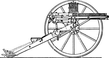 Gatling Gun, vintage illustration. vector