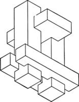 Combination of Geometric Solids vintage illustration. vector