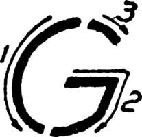 Inclined Capital Letter G, vintage illustration. vector