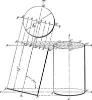 Projection Of Cylinder vintage illustration. vector