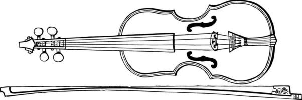 Violin and Bow, vintage illustration. vector