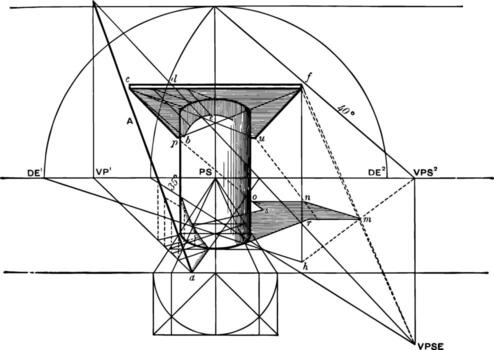 Shadows of an Column Supporting a Horizontal Square vintage illustration. vector