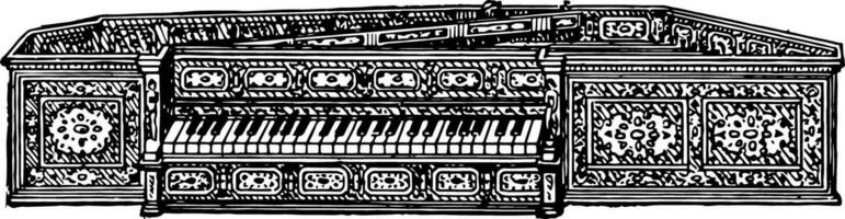 Spinet, vintage illustration. vector