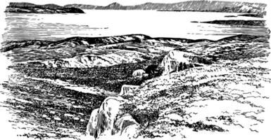 The Bay of Salamis, vintage illustration. vector