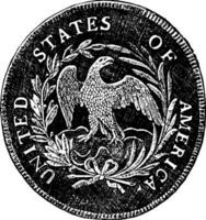 United States Silver Dollar vintage illustration. vector