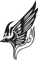 Tattoo design of flying phoenix, vintage engraved illustration. vector