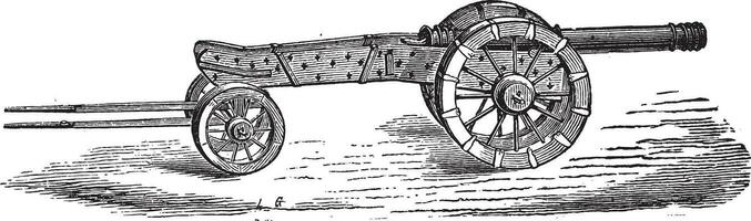 Cannon with limber vintage engraving vector