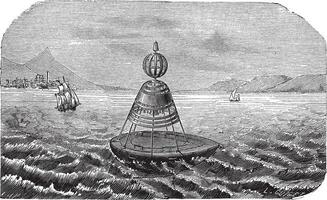 Bell Buoy vintage engraving vector