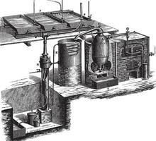 Vacuum distillation vintage engraving vector