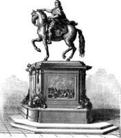 Bronze Statue of King Louis XV of France, vintage engraving vector