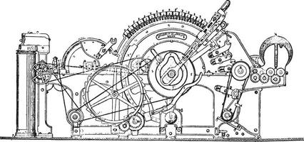 Joint Framework for cotton with automatic removal, vintage engraving. vector